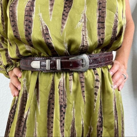 Brighton Leather Croc Embossed Silver Engraved Leather Belt main image 4